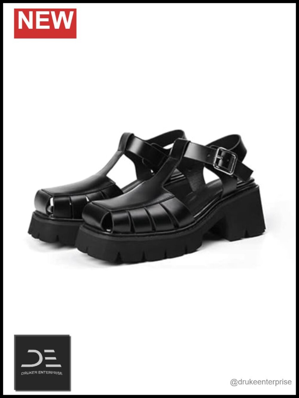 Women's Leather Braided Chunky Heel Caged Sandals Platform Lug Sole Backless